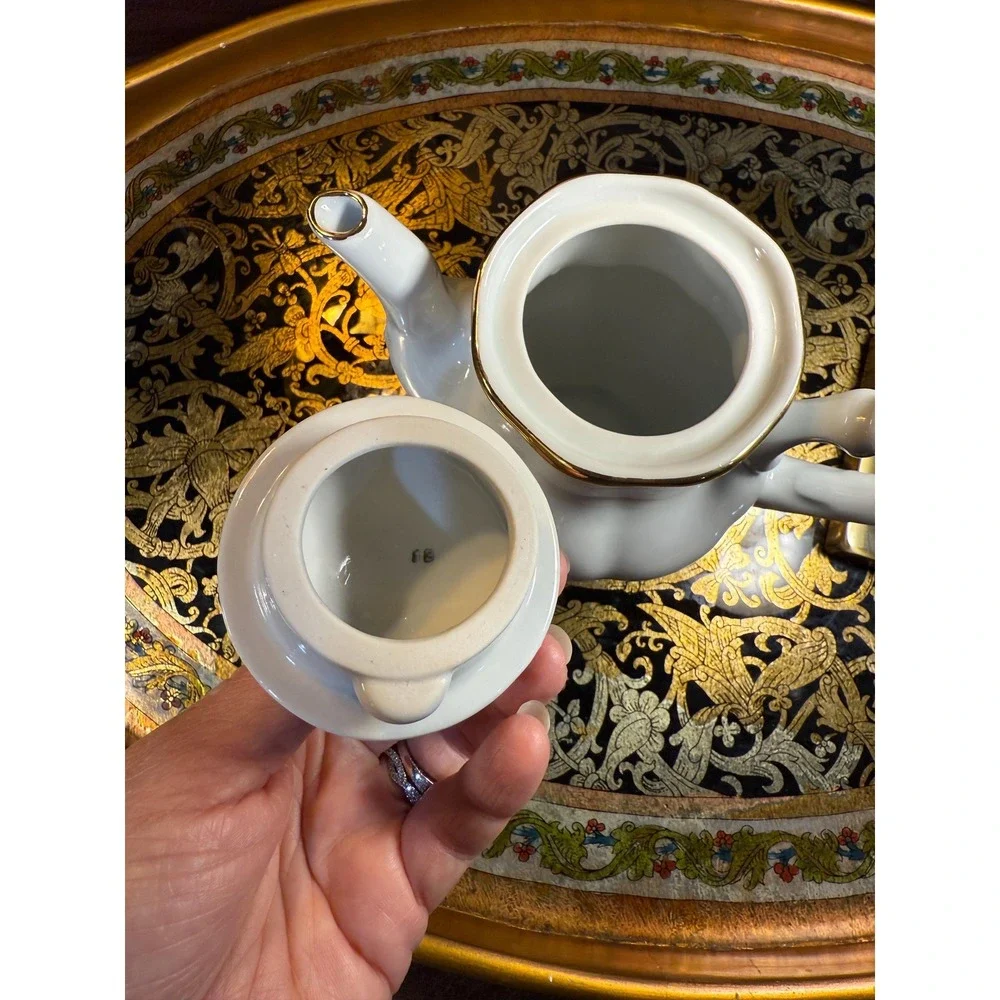 Vintage Europa Porcelain‎ Teapot: White with Gold Trim, Made in Poland